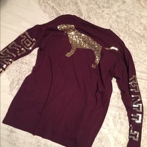 PINK Maroon Long Sleeve with Silver Sequin